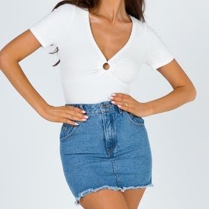 Princess Polly Afends Denny Raw Denim Skirt NWT